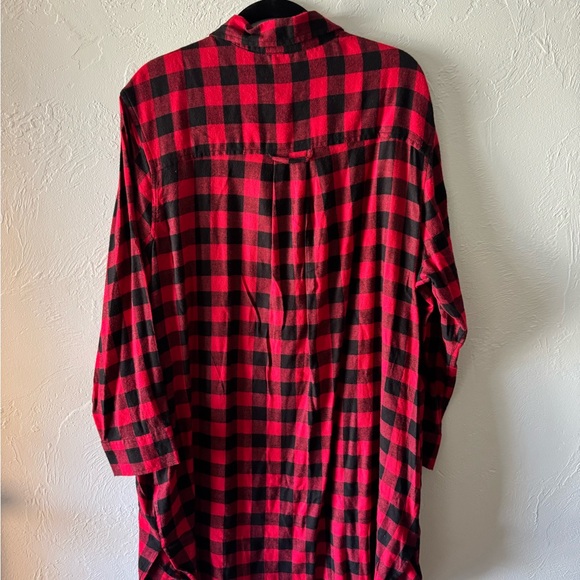 Red and Black Plaid Shirt Dress - Picture 6 of 7